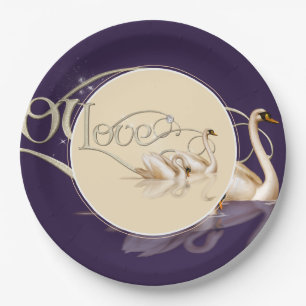 Paper Plate-Love Swans Paper Plate