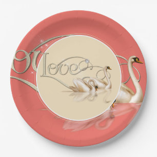 Paper Plate-Love Swans Plate