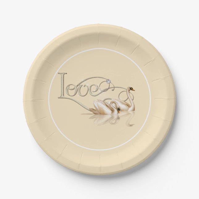Paper Plate-Love Swans Plate (Front)
