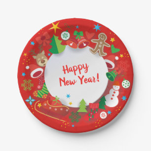 Paper Plate - Merry Christmas Happy New Year! XMAS