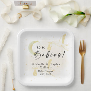 Paper Plate Oh Babies! Stickers Stork Twins Neutr