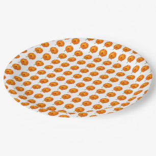 Paper Plate - Orange Calendula in Rows