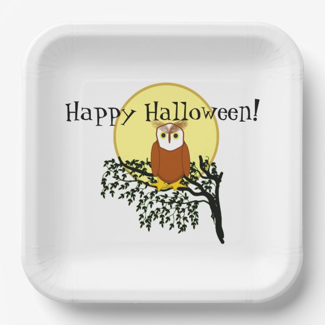 Paper Plate - Owl on Branch (Front)