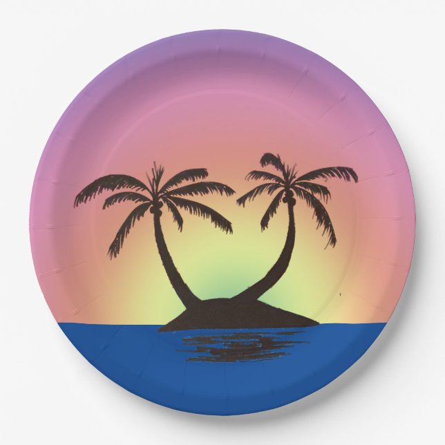 Paper Plate - Palm Island at Sunset (Front)