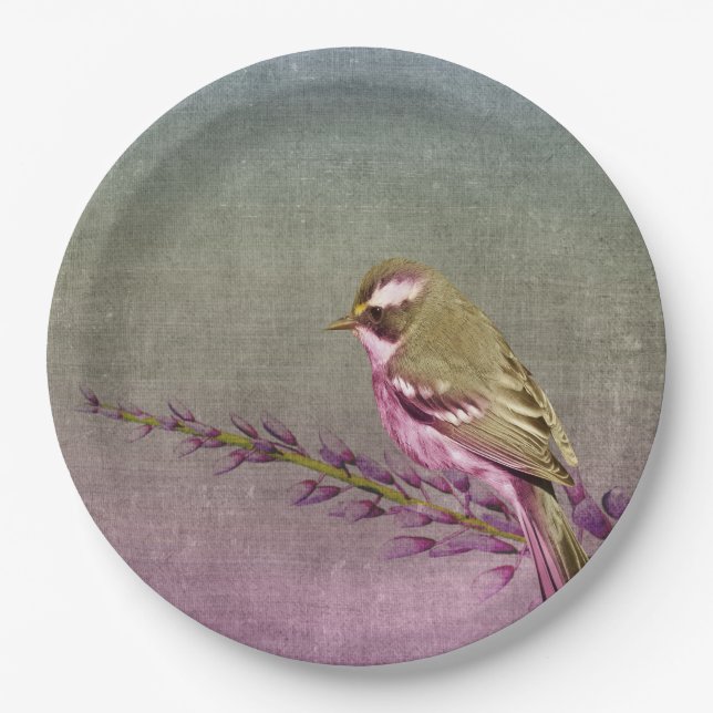 Paper plate   purple pretty song bird (Front)