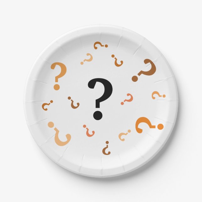 Paper Plate - Question Marks in Orange and Brown (Front)