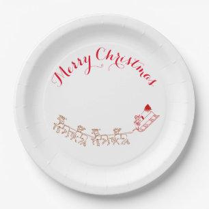 Paper Plate - Santa and Deer Greetings