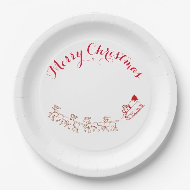 Paper Plate - Santa and Deer Greetings (Front)