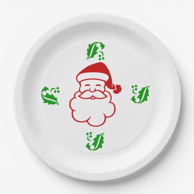 Paper Plate - Santa and Holly (Front)