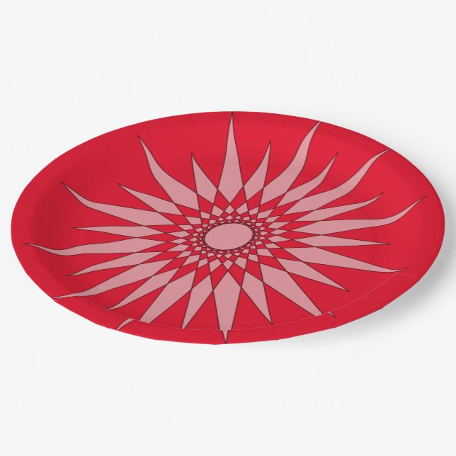 Paper Plate - Star Pattern in Red (Angled)