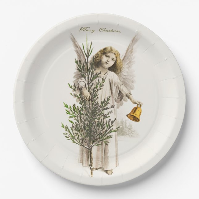 PAPER PLATE : VINTAGE CHRISTMAS ANGEL (Front)