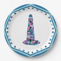 Paper Plate Watercolor Lighthouse with border