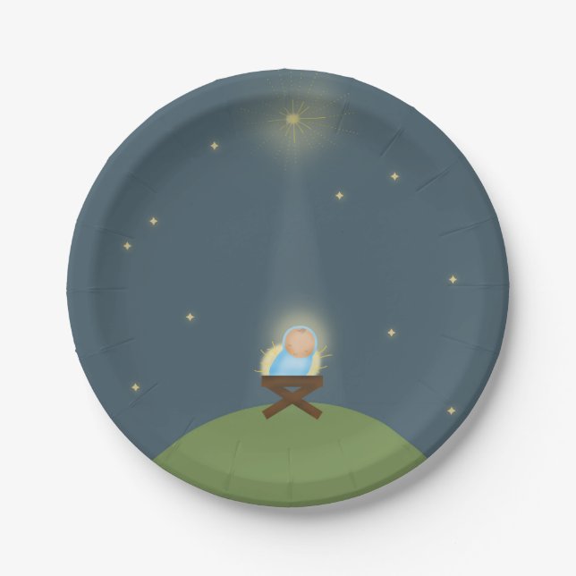 Paper plate with baby Jesus nativity Illustration (Front)