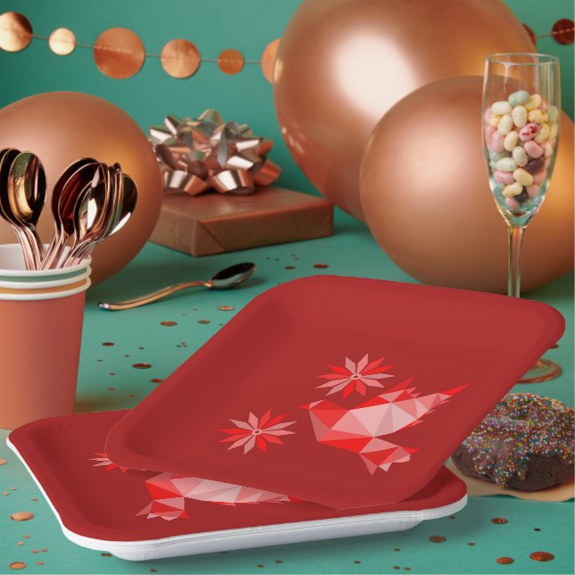 PAPER PLATE WITH BEAUTIFUL ART OF BIRD AND FLOWER (Multi)