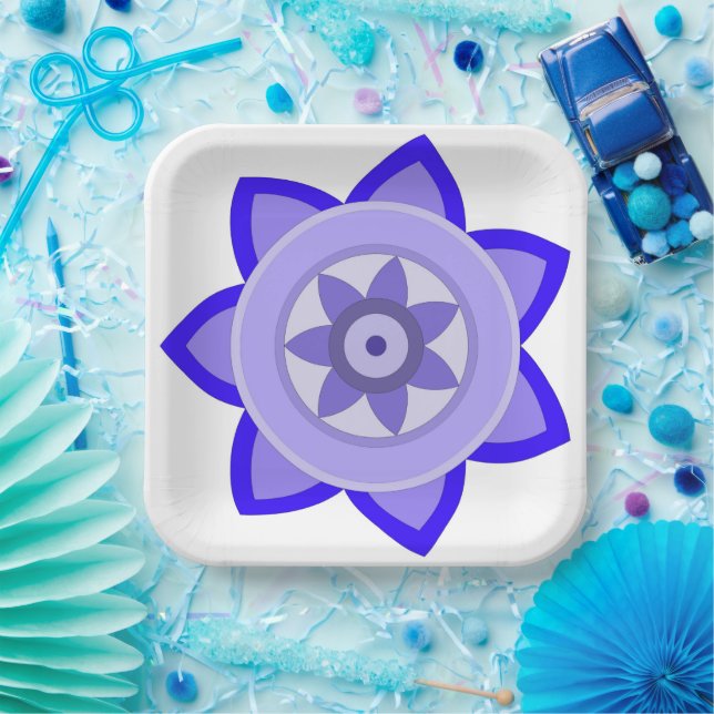 PAPER PLATE WITH BEAUTIFUL ART OF FLOWER (Party)