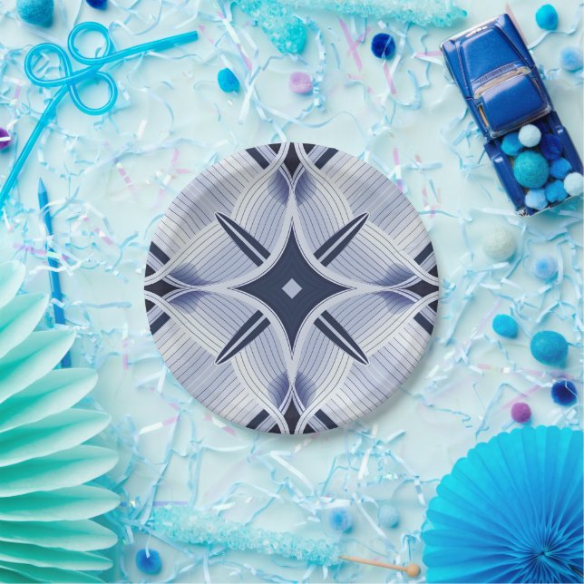 Paper plate with blue blend pattern (Party)