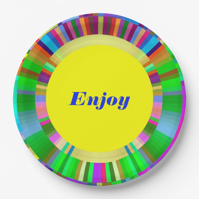 Paper Plate with Circular Mosaic Colourful Design (Front)