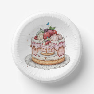 Paper plate with image of delicious cake