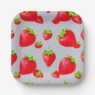 Paper plate with red strawberry design