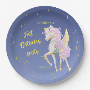 Paper Plate with the image of a gentle unicorn