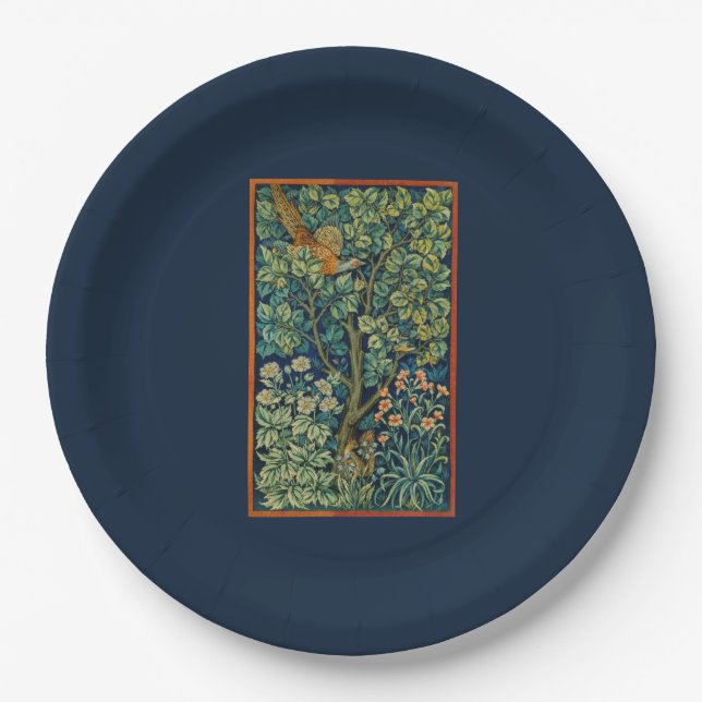 PAPER PLATE WITH WILLIAM MORRIS PHEASANT DESIGN (Front)