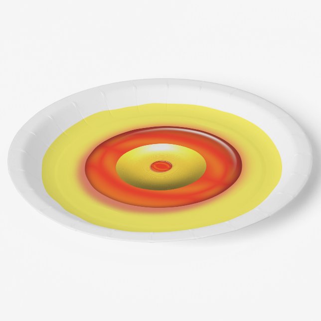 Paper Plate - Yellow and Red Concentric Circles (Angled)