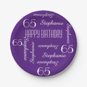 Paper Plates, 65th Birthday Party Repeating Names Paper Plate