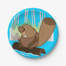 Paper Plates 7 in with beaver