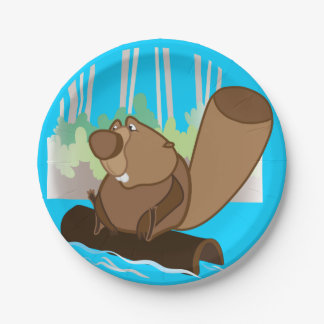 Paper Plates 7 in with beaver