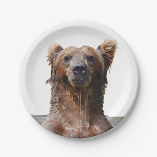 Paper Plates 7" w/ grizzly bear