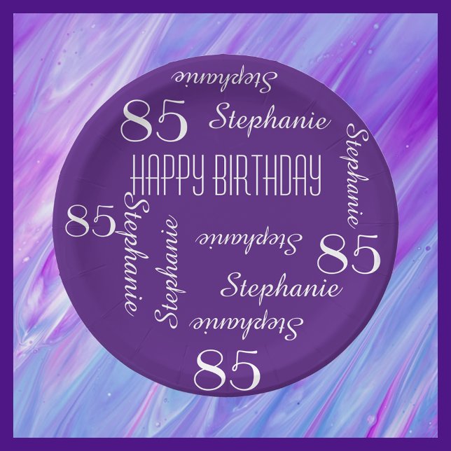 Paper Plates, 85th Birthday Party Repeating Names Plate (Creator Uploaded)