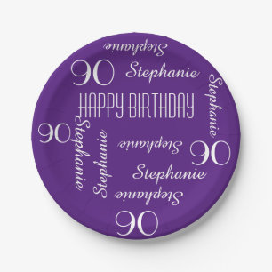 Paper Plates, 90th Birthday Party Repeating Names Paper Plate
