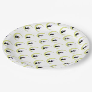 Paper Plates 9"/Black Cat sitting on Moon