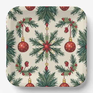 Paper Plates, 9" Square Paper Plate(christmas) Plate