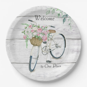 Paper Plates 9"  Welcome Spring Bicycle