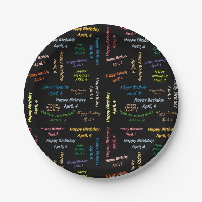 Paper Plates April, 4 Birthday (Front)
