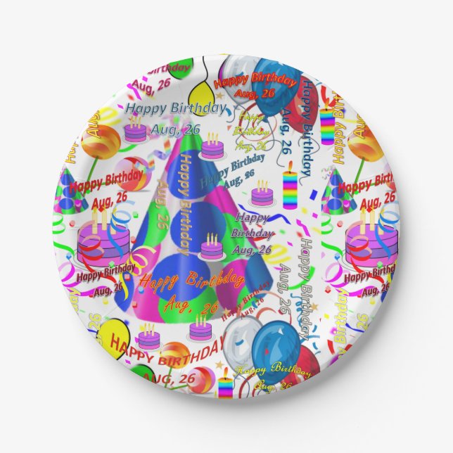 Paper Plates August, 26 Birthday (Front)