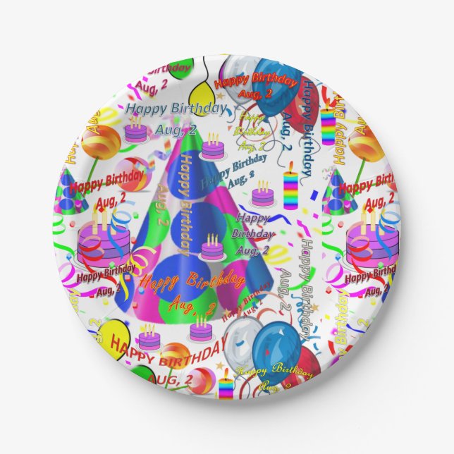 Paper Plates August, 2 Birthday (Front)