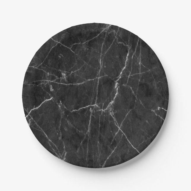 Paper Plates, Black Marble Paper Plate (Front)