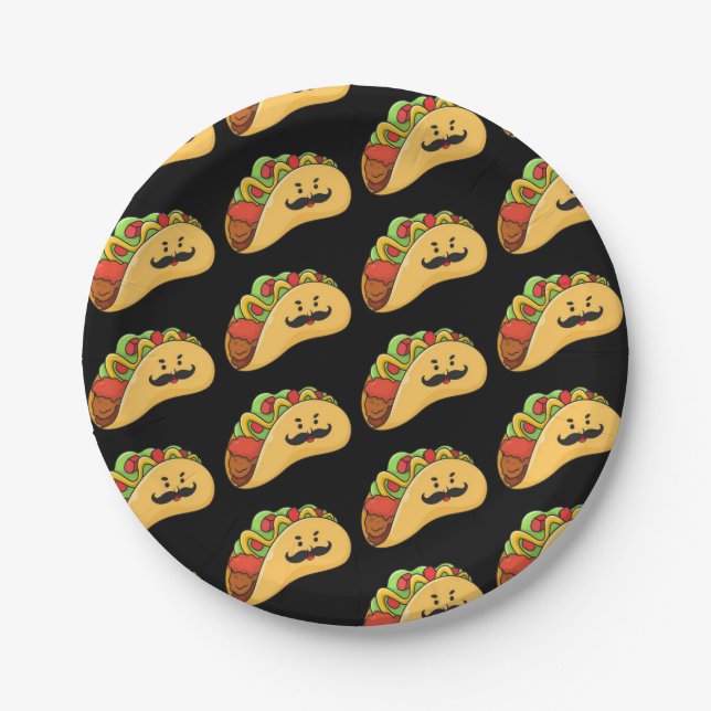 Paper Plates, Black Tacos Paper Plate (Front)