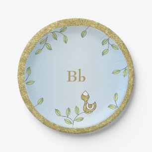 Paper Plates Blue "Gold Birds"