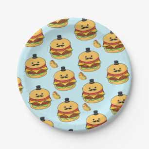 Paper Plates, Blue Hotdog Hamburger Plate