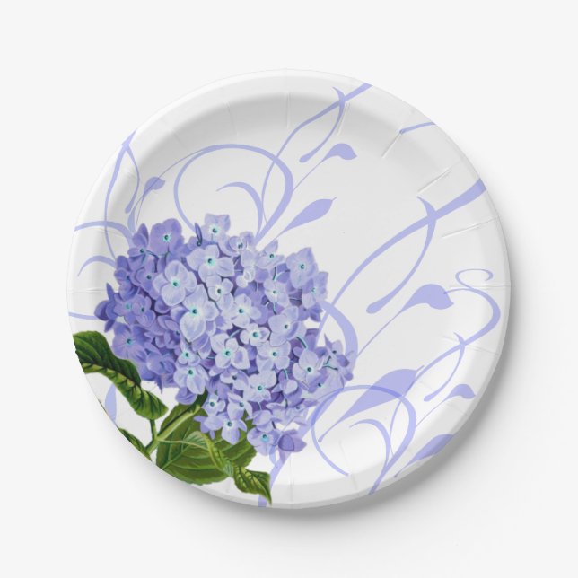 Paper Plates-Blue Hydrangea Paper Plate (Front)