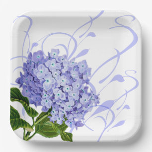 Paper Plates-Blue Hydrangea Paper Plate