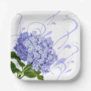 Paper Plates-Blue Hydrangea Plate