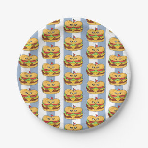 Paper Plates, Blue & White Stripe Chicken Sandwich Plate