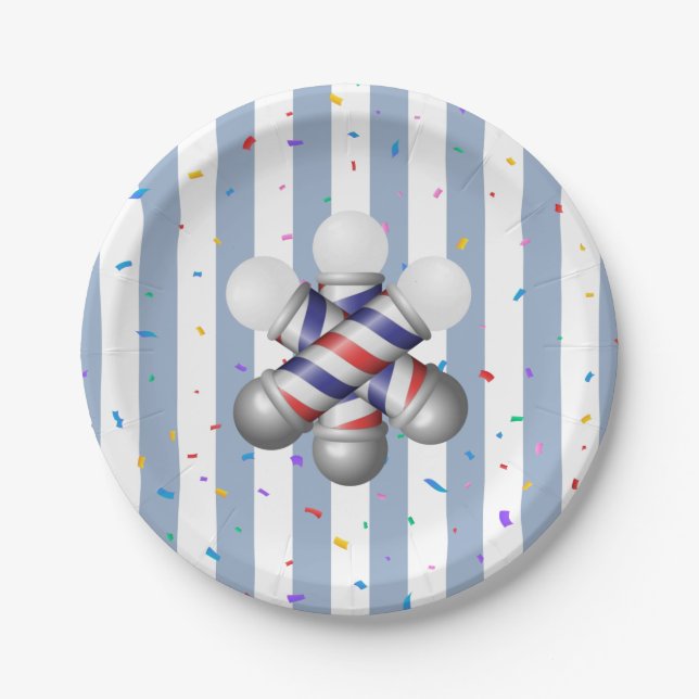Paper Plates, Blue & White Stripe  Plate (Front)