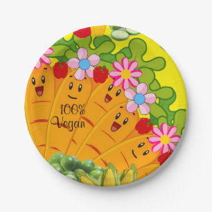 Paper Plates, Carrots Peas 100% Vegan Paper Plate