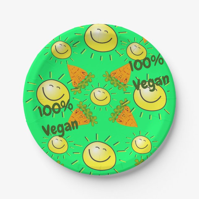 Paper Plates, Carrots Sun 100% Vegan Paper Plate (Front)