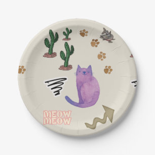 Paper Plates Cat Fish Meow Paws Cactus